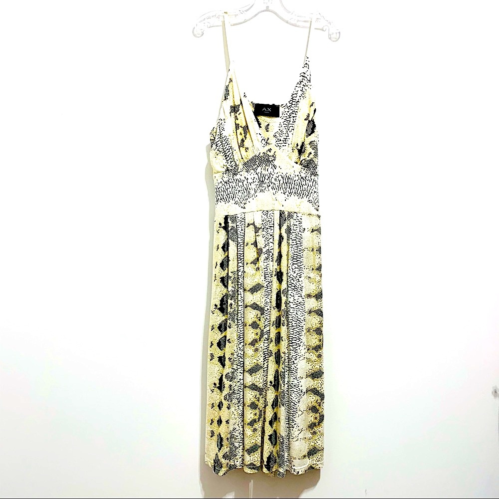 AX Paris Women’s Snakeskin Lurex Gold Tone Shimmery Spaghetti Straps Midi Dress